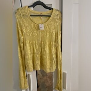 Free People Lemon Lace Blouse